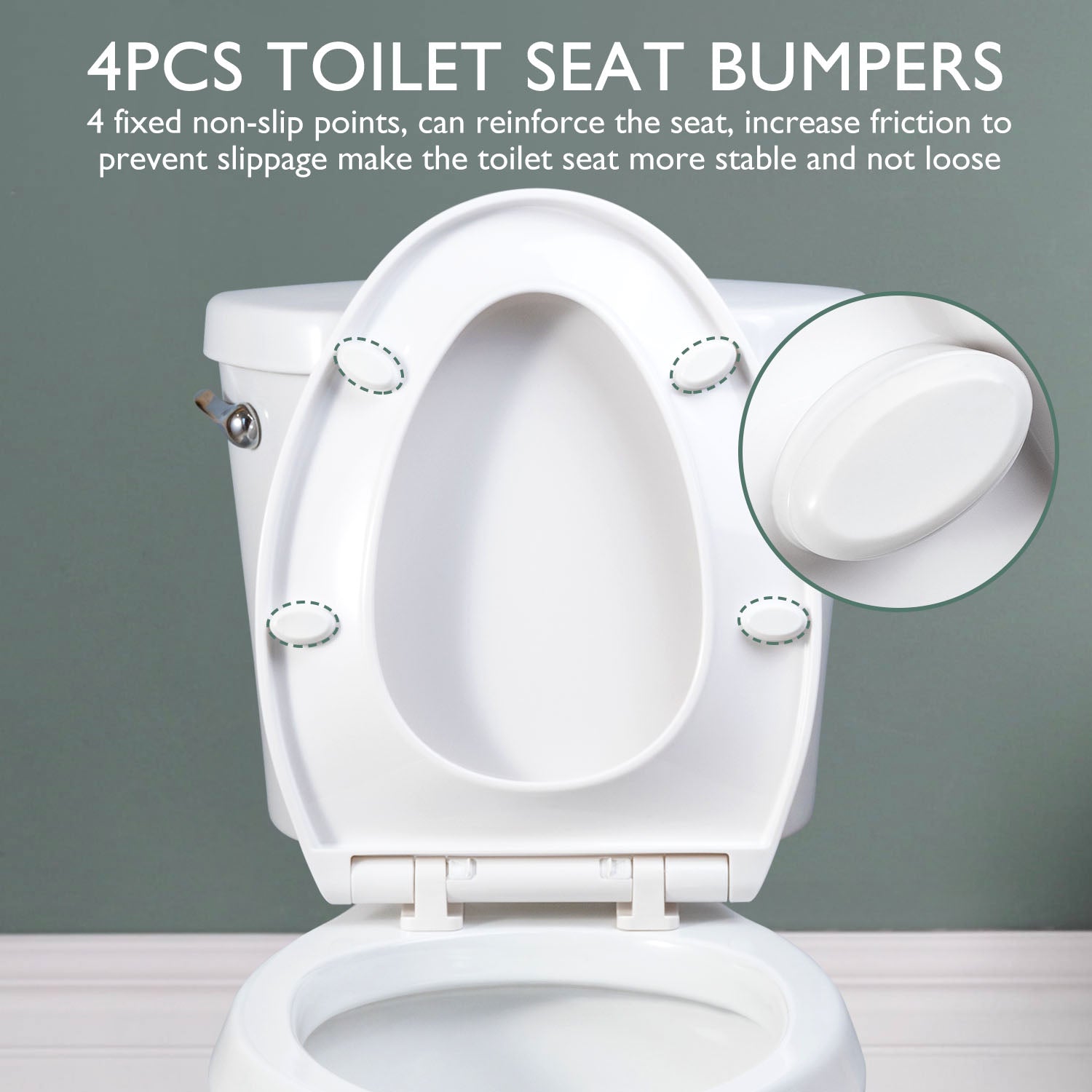 Toilet seat Elongated with Slow Close Hinges, Four Bumpers Never Loosen and Easily Remove, Two Sets of Parts, Plastic, White