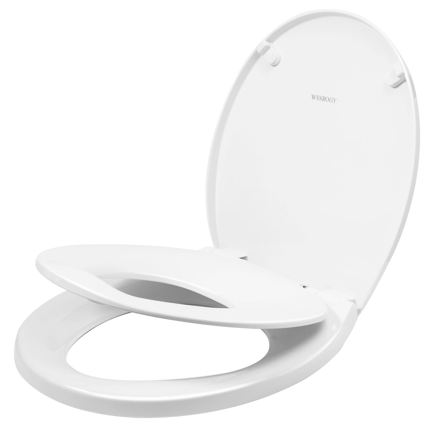 Elongated Toilet Seat with Slow Close Seat, Easy Clean, Suitable Standard Elongated or Oval Toilet with Thickened Plastic Lid, Plastic, White