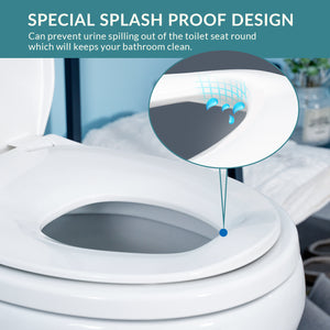 Elongated Toilet Seat with Slow Close Seat, Easy Clean, Suitable Standard Elongated or Oval Toilet with Thickened Plastic Lid, Plastic, White