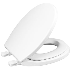 Elongated Toilet Seat with Slow Close Seat, Easy Clean, Suitable Standard Elongated or Oval Toilet with Thickened Plastic Lid, Plastic, White
