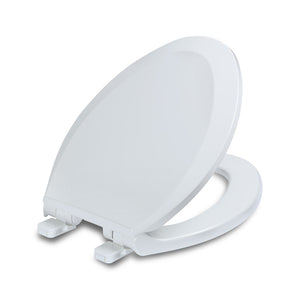 Elongated Toilet Seats with Lid, Quiet Close, Fits Standard Elongated or Oblong Toilets, Slow Close Seat and Cover, Oval, White