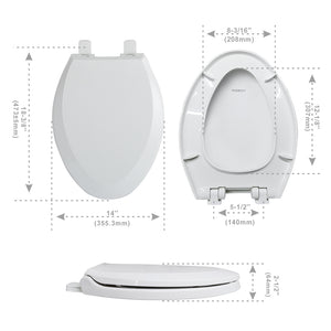 Elongated Toilet Seats with Lid, Quiet Close, Fits Standard Elongated or Oblong Toilets, Slow Close Seat and Cover, Oval, White