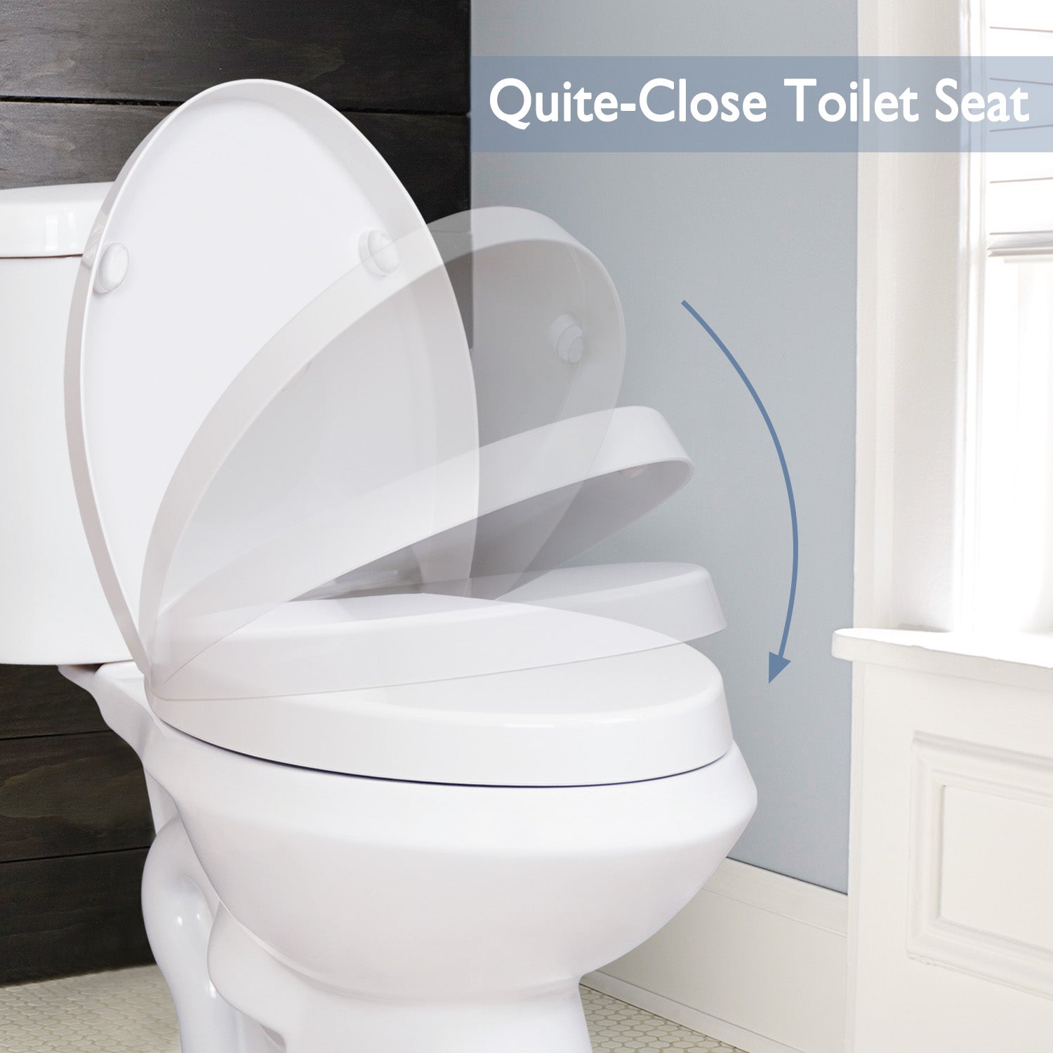 Elongated Slow Close Toilet Seat, Easy to Install & Clean, Removable, Plastic , White
