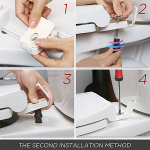 Elongated Toilet Seat with Cover, Slow Close, Easy to Install, Plastic, White, Fits All Elongated or Oval Toilets