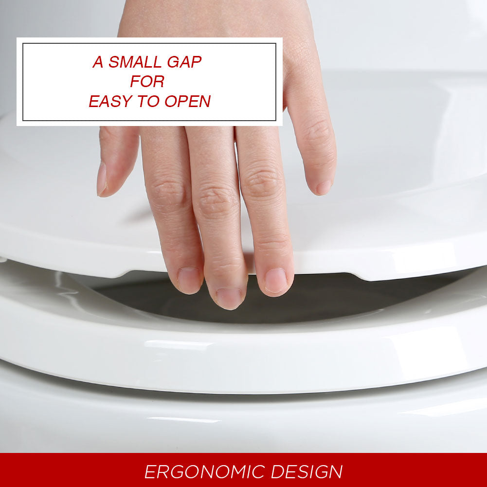 Elongated Toilet Seat with Cover, Slow Close, Easy to Install, Plastic, White, Fits All Elongated or Oval Toilets